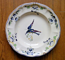 Ancienne assiette Creuse Faïence Longchamp Cléry Décor oiseau