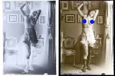 photo NEGATIF verre NU EROTIQUE  1900  / 13 x 17.5 cm / 7 /  risque sexy nude