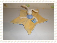 ① -  Doudou Plat Etoile  Lapin  Bleu Crème  Lise et Lulu Moulin Roty