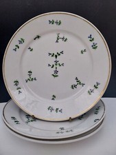 3 ANCIENNES ASSIETTES PLAT PORCELAINE de PARIS DECOR AU BARBEAUX Ø 23.5  XIXème