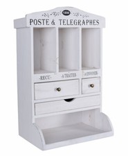 Armoire Murale Shabby Chic Étagère Blanc Porte-Lettres Depose Antique Suspendre
