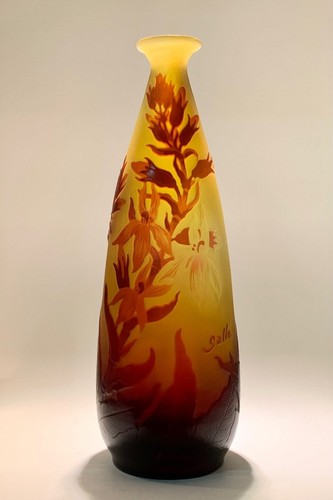 Antique gallé vase decorated - vase,