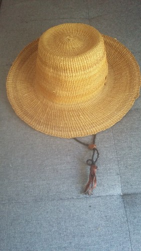Ancien chapeau paille vannerie - paille,