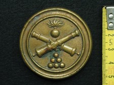 PLAQUE MILITARIA EMPIRE INSIGNE ARTILLERIE 50mm GRENADE ET CANONS