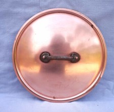French Cookware Tin Lined Copper Lid Ø 9" Iron Handle Stew Pot Casserole