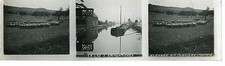 plaque de verre stéréoscopique .positif. Armentière. Péniche . batelier