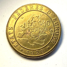#10621 - Médaille LOUIS PASTEUR états fédères d'Europe 1/10 Europa 1928 SUP