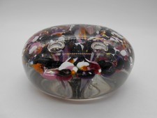 SUPERBE SULFURE PAPERWEIGHT BOULE PRESSE PAPIERS ROSE & NOIR ABSTRAIT EN CRISTAL