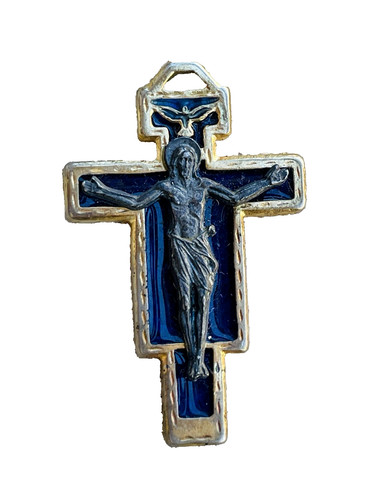 Pendentif crucifix émail bleu - pendentif,