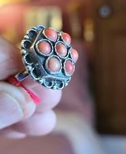 BAGUE ARGENT- 925- TIBET - TAILLE 52 - POIDS 7 GM - CORAIL -
