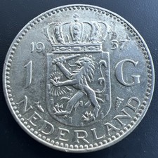 Pays-Bas, 1 Gulden Argent 1957, Juliana, Bel Exemplaire. Rare