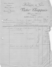 16 CHARENTE BLANZAC, horloger, Chappuis Victor 1913 montres, horlogerie