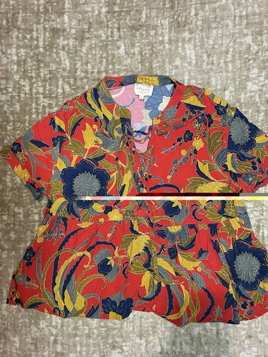 Sézane red floral blouse with