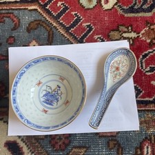 Original Vintage Chinese Blue White Painted Porcelain Bowl Jingdezhen Perfect !