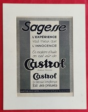 Publicité de Presse: Automobile Huile Moteur CASTROL   1934