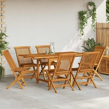 Bois de Teck Massif Salon de Jardin 7 pcs Salle à Manger Mobilier vidaXL