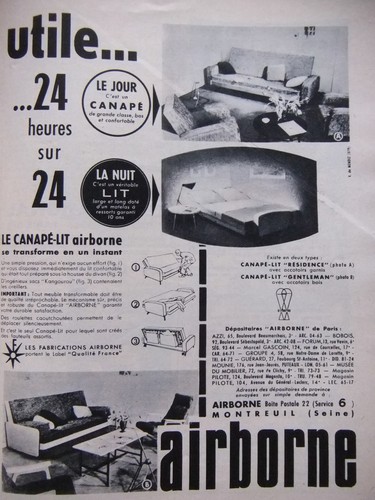 Publicité 1955 canapé lit - publicitÉ,