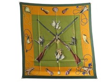 FOULARD HERMES LES FUSILS DE LINARES 1961 1ERE EDITION CARRE 90 SOIE SCARF 530€