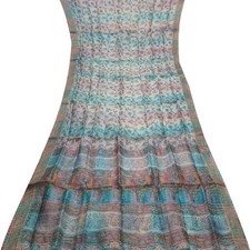 Ancien Multicolore Saris 100% Pure Soie Imprimée Indian Sari 4,57 M Tissus