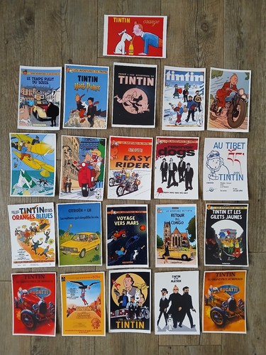 Tintin lot 21 cartes - tintin,