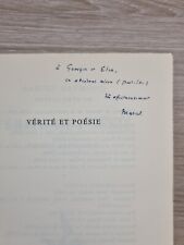 VÉRITÉ ET POÉSIE études littéraires - dédicace Marcel Raymond - Baconnière 1964