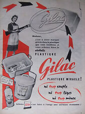 PUBLICITÉ DE PRESSE 1956 GILAC PLASTIQUE MIRACLE SOUPLE LÉGER - ADVERTISING