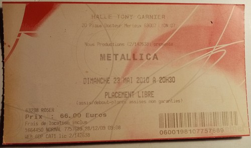 Metallica ticket billet - metallica,
