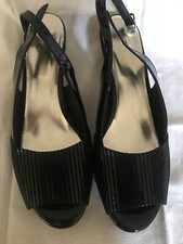 Sandalles cuir NOIR vernis Marcella Roberto 45 TALON 5 cm