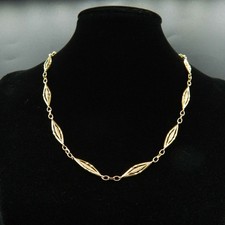 O947-Ancienne Chaîne de Montre en Or jaune 12K portée en collier - Poinçon ArgOr