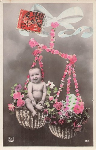 Balance panier roses - cp,
