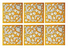 Paquet De 6 Bleu Art Poterie Traditionnel Décorative Céramique Floral Carreaux