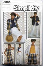 ??✂ 6885 PATRON SIMPLICITY VINTAGE JUPE VESTE PANTALON BERMUDA TOP 38 ET 40