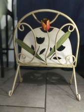 Ancien porte revue  en fer forgé avec fleur de tulipe style années 50-60