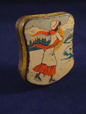 Ancienne rare boîte miniature Femina sport oeillet lingerie 1910 patineuse glace