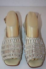 ARCUS Sandales Vintage Cuir Tressé Beige Blanc Taille 38 D TBE