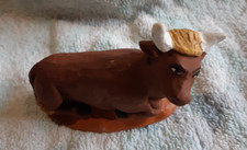 SANTON CRECHE PATRICK VOLPES BOEUF COUCHE LONGUEUR 9CM