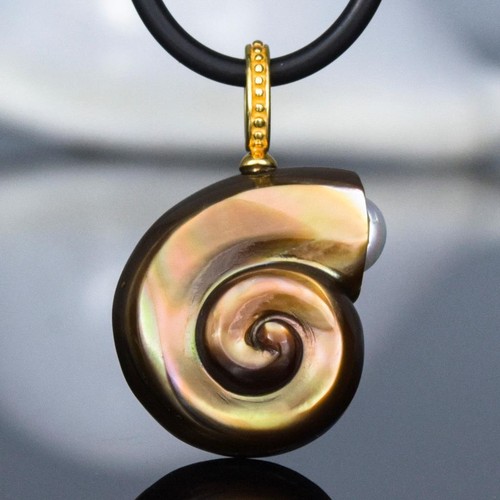 Pendentif escargot nacre - pendentif,