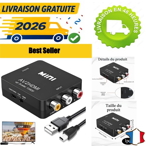 Convertisseur rca vers hdmi - convertisseur,
