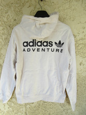 Sweat à capuche ADIDAS ADVENTURE hoodie TREFOIL rétro vintage blanc cassé S