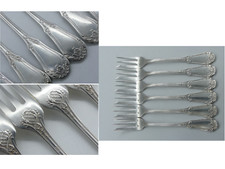 SUPERBE SUITE DE 6 FOURCHETTES A GATEAU St REGENCE BOISSERIE METAL ARGENTE SFAM