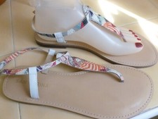 NEUVES RAVISSANTES TONG NU PIED MARQUE SAN MARINA CUIR IMPRIME MULTICOLORE P 41