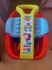 •Chariot a tirer avec ses 40 lego colorés Abrick maxi Ecoffier TBE•