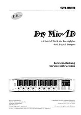 Service Manuel D'Instructions pour Studer D 19 Micad