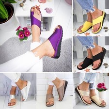 Chaussures plates confortables pour femmes sandales de plage en cuir PU pour correcteur d'oignons