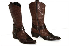 JB MARTIN Mi Bottes Pointues Cuir Marron Doublées Cuir T 37 TBE