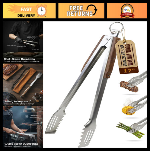 Extra long bbq tongs - 17",