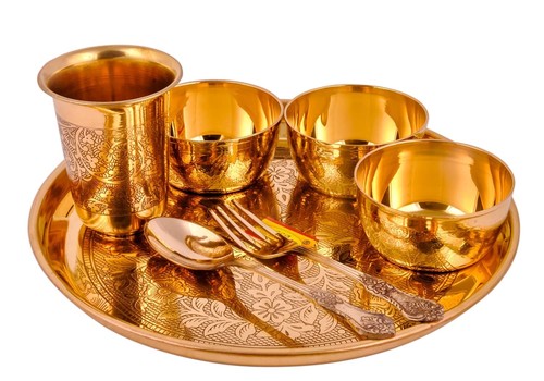 Pure brass thali set dinner - set, |