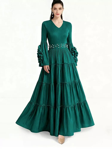 Robe femme sarcelle long - robe,