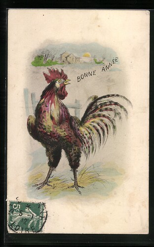 Carte postale coq - de, combat