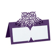 Table Nom Place Carte 25Pcs Creux Papillon Coupe Désign Siège Blanc Carte Violet